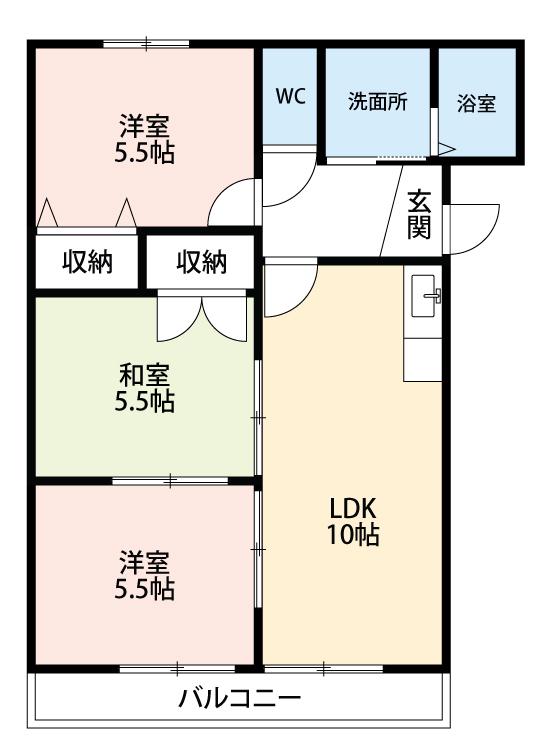 長谷川ハウス(3LDK/1階)の間取り写真