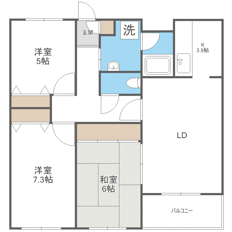 クラーク宮の森(3LDK/3階)の間取り写真
