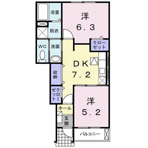 シャイニング・ベル II(2DK/1階)の間取り写真