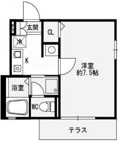 ソワサント上の丸(1K/2階)の間取り写真