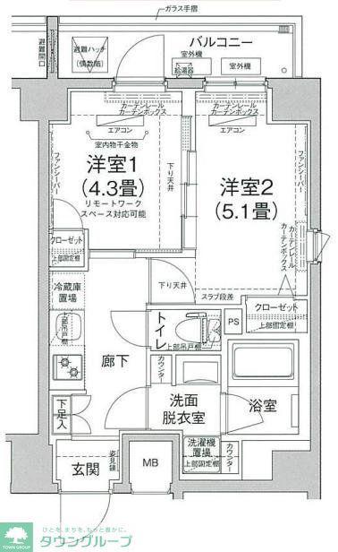 ルフレ プレミアム町屋(2K/5階)の間取り写真