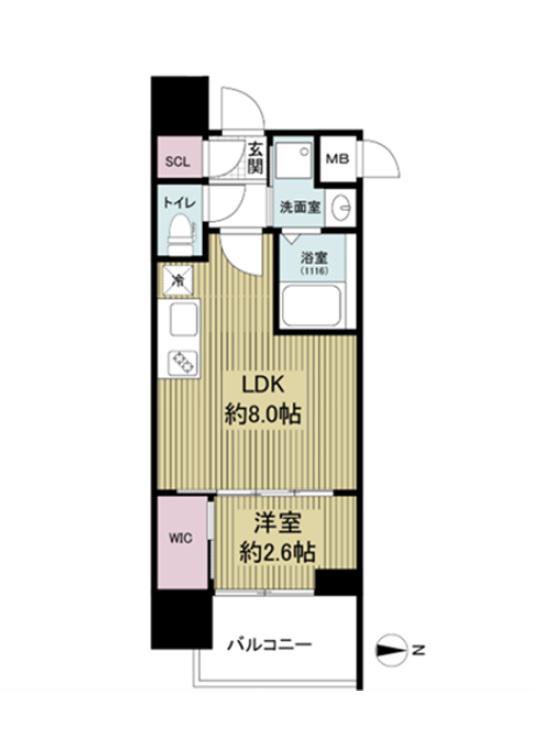 セレニテ本町東リアン(1LDK/9階)の間取り写真