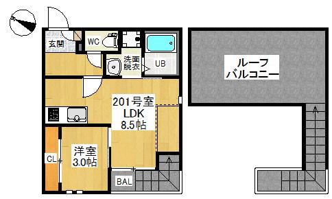 GRANDTIC平安通(1LDK/2階)の間取り写真