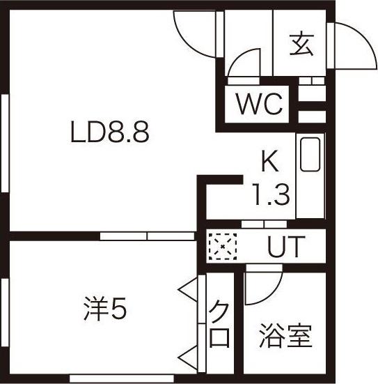 ポーザ福住(1LDK/2階)の間取り写真