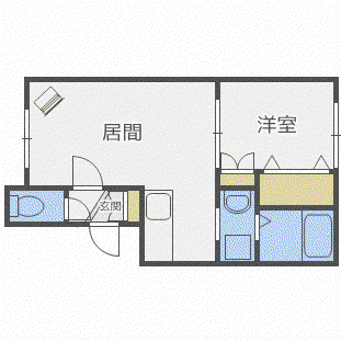 アラン円山(1LDK/3階)の間取り写真