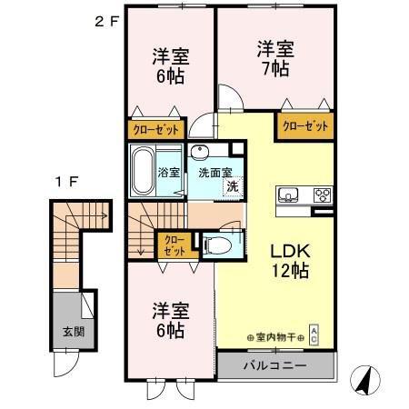 ESCUDO港南(3LDK/2階)の間取り写真