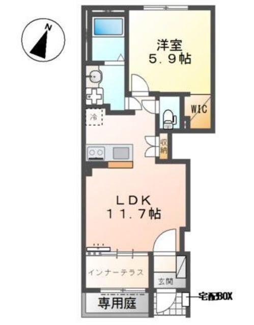 ポラリス所沢(1LDK/1階)の間取り写真