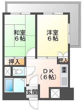 メゾン石原(2DK/3階)の間取り写真