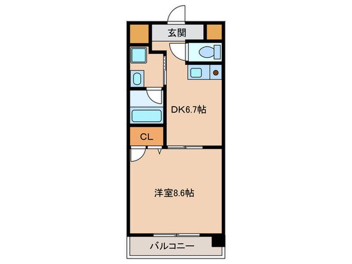 GRAND FRAT(1DK/4階)の間取り写真