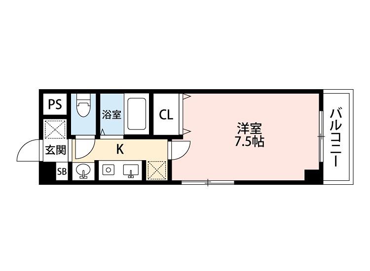 ヒルサイドテラス(1K/1階)の間取り写真