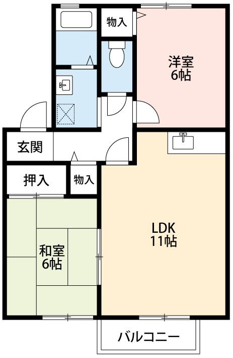 クレール杉山A(2DK/2階)の間取り写真