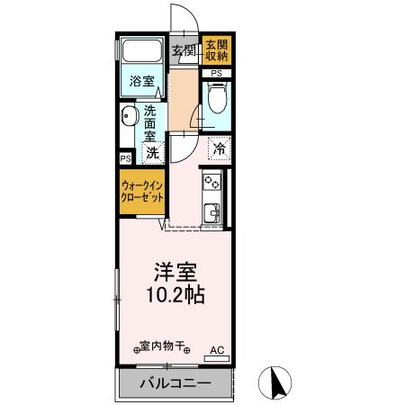 JR横浜線 橋本駅(神奈川) 徒歩17分 3階建 築9年(ワンルーム/2階)の間取り写真
