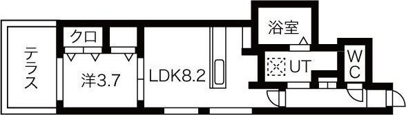 ラグゼ北大前(1LDK/1階)の間取り写真