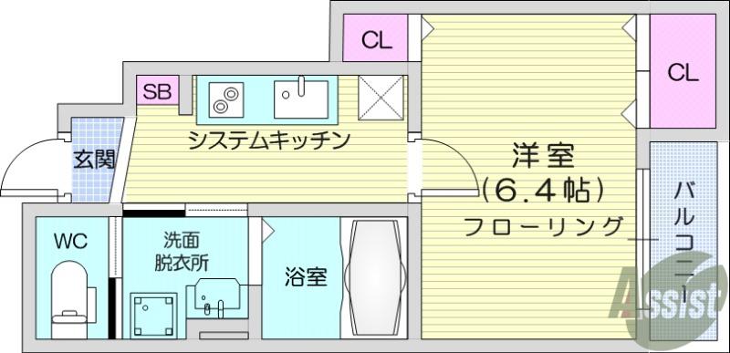 DAICORO・2(1K/1階)の間取り写真