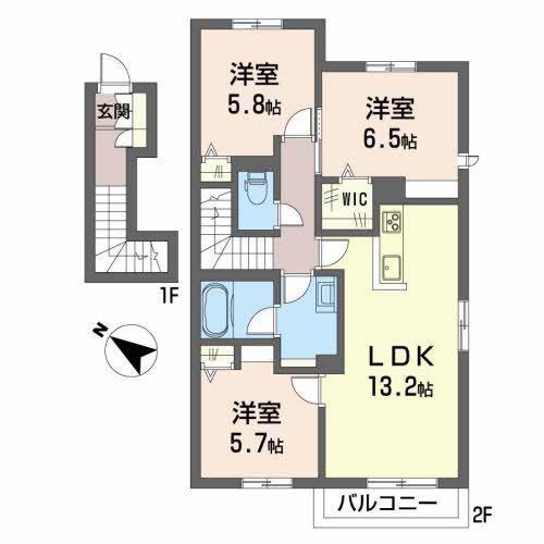 シャーメゾンクレーネ(3LDK/2階)の間取り写真