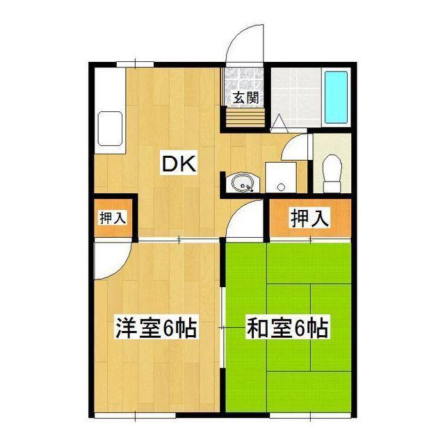 サンコートハイツB棟(2DK/1階)の間取り写真