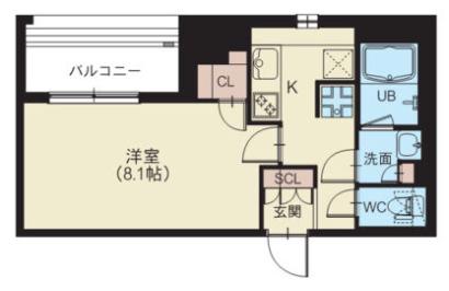 スプランディッド新横浜(1K/2階)の間取り写真