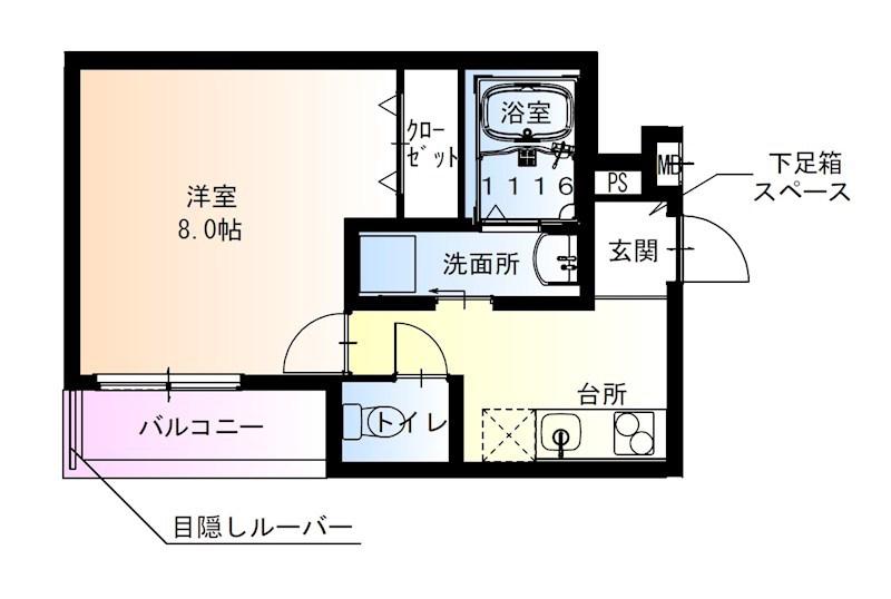 フジパレス西宮久寿川(1K/2階)の間取り写真