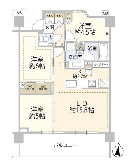 パークシティ高田馬場(3LDK/3階)の間取り写真