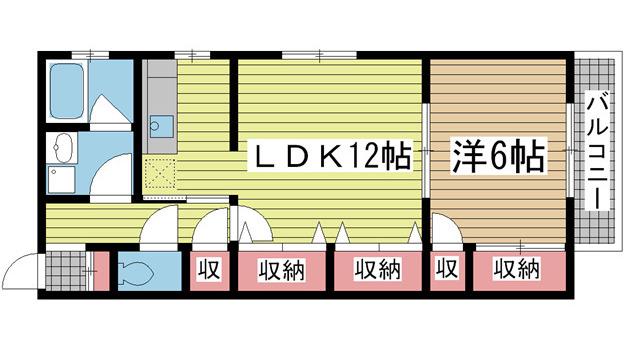 アゼリアハウス(1LDK/2階)の間取り写真