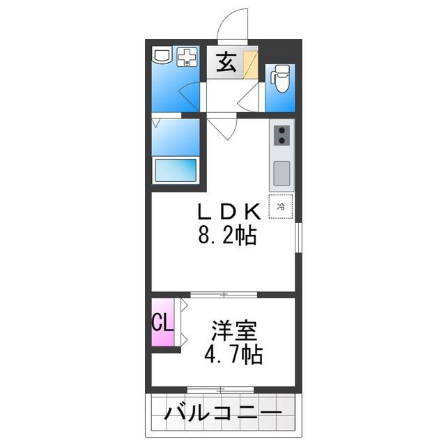 BADGE加美南(1LDK/3階)の間取り写真