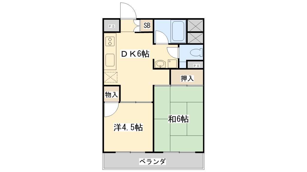 マンション宇喜田カメリア(2DK/8階)の間取り写真