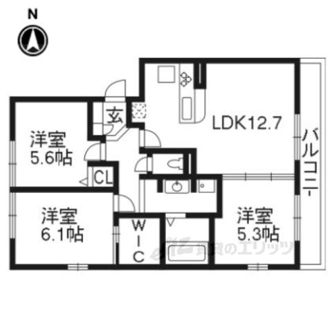 リバーフロント鴨川(3LDK/1階)の間取り写真