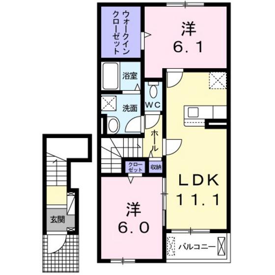 ココ メドウ II A(2LDK/2階)の間取り写真