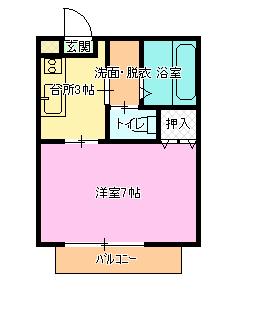 レーベンハイム(1K/2階)の間取り写真