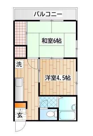 メゾン内野(2K/2階)の間取り写真