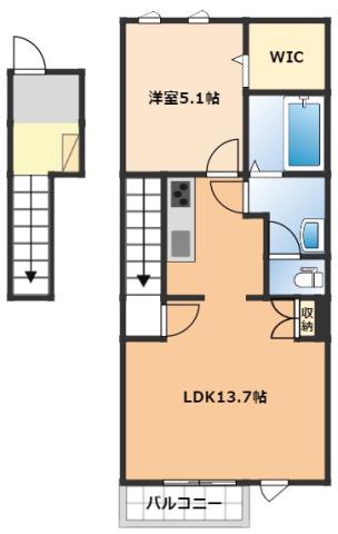 グランリジェール(1LDK/2階)の間取り写真