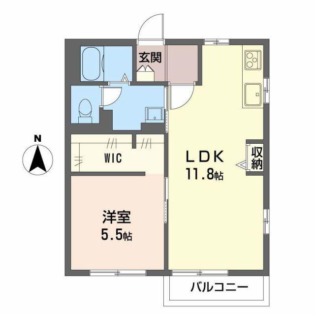 フレグランスホープフル(1LDK/2階)の間取り写真