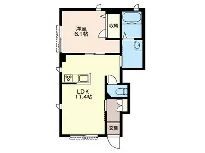 クレインK(1LDK/1階)の間取り写真