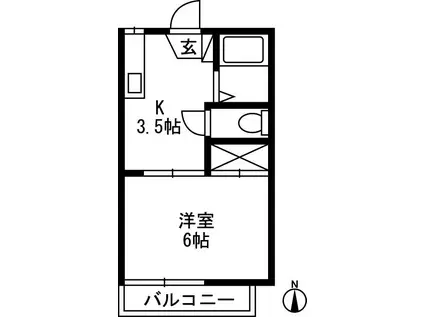 バードコーポ(1K/2階)の間取り写真