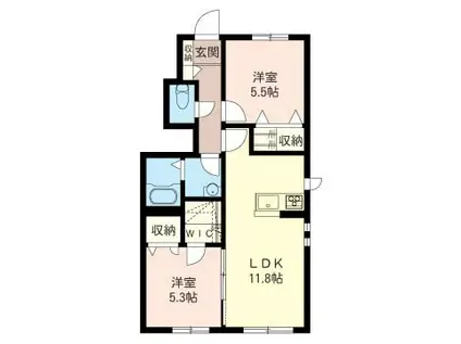 クラヴィエ駒寄A(2LDK/1階)の間取り写真