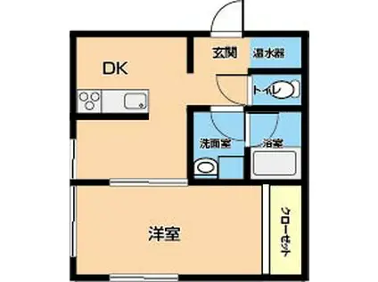 コーポアズマ1号棟(1DK/2階)の間取り写真