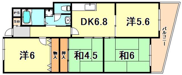 フォルム高羽(4DK/1階)の間取り写真
