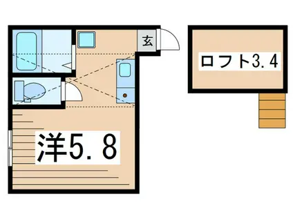 ヒルズ日吉(ワンルーム/1階)の間取り写真