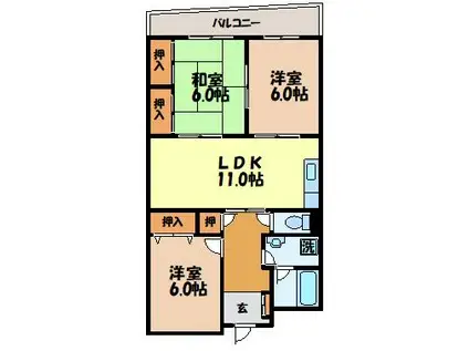 エクセレンス下屋敷II(3LDK/8階)の間取り写真