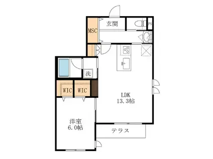 AF ララ中央林間(1LDK/1階)の間取り写真
