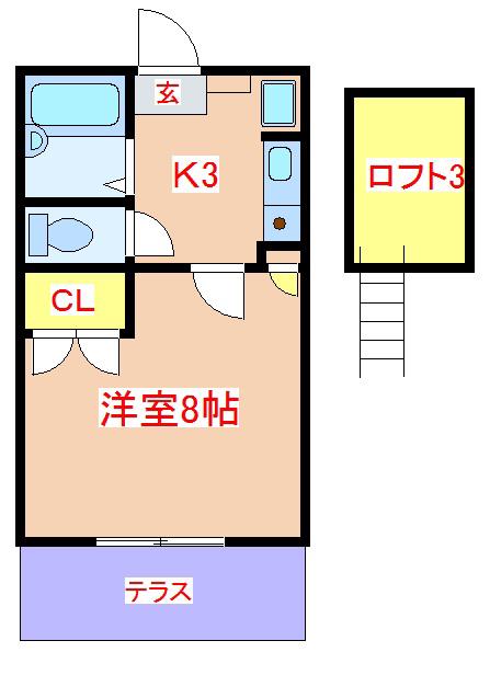 ロイヤルハイツ新町(1K/1階)の間取り写真