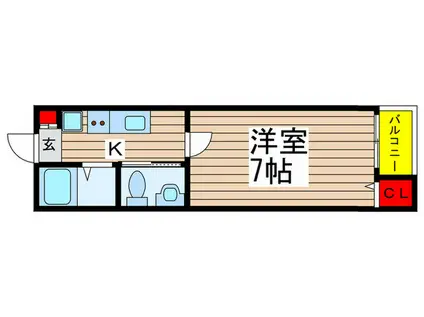 プレジール八千代台(ワンルーム/2階)の間取り写真