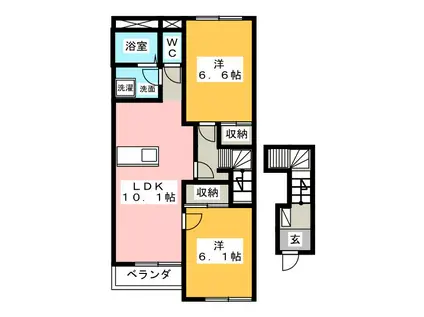 スターテラス(2LDK/2階)の間取り写真