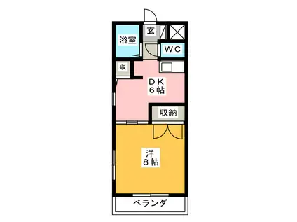 プレジデントヴィラ(1DK/2階)の間取り写真