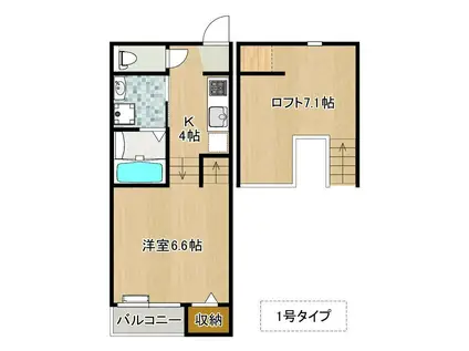 アストランチア(1K/1階)の間取り写真