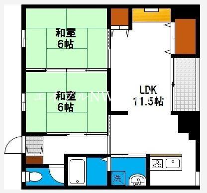 車屋マンション(2LDK/2階)の間取り写真