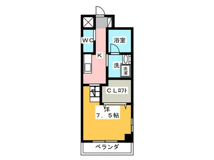 天王町コンフォート(1K/3階)の間取り写真