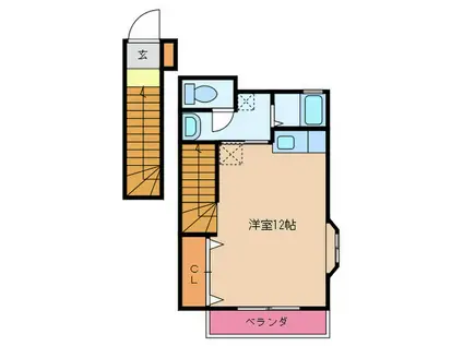 コーポ日の里壱番館(ワンルーム/2階)の間取り写真