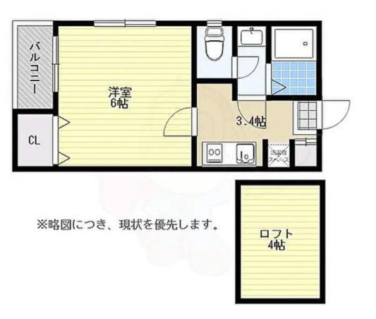 オーベクス平尾(1K/2階)の間取り写真