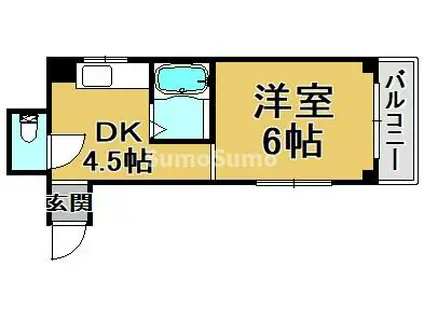 第一稲田ビル(1DK/4階)の間取り写真